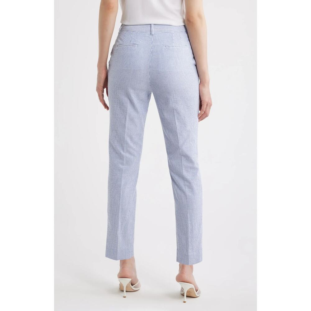 Tahari ASL Seersucker Straight Leg Pants Blue Size 2 3579 - Picture 3 of 4
